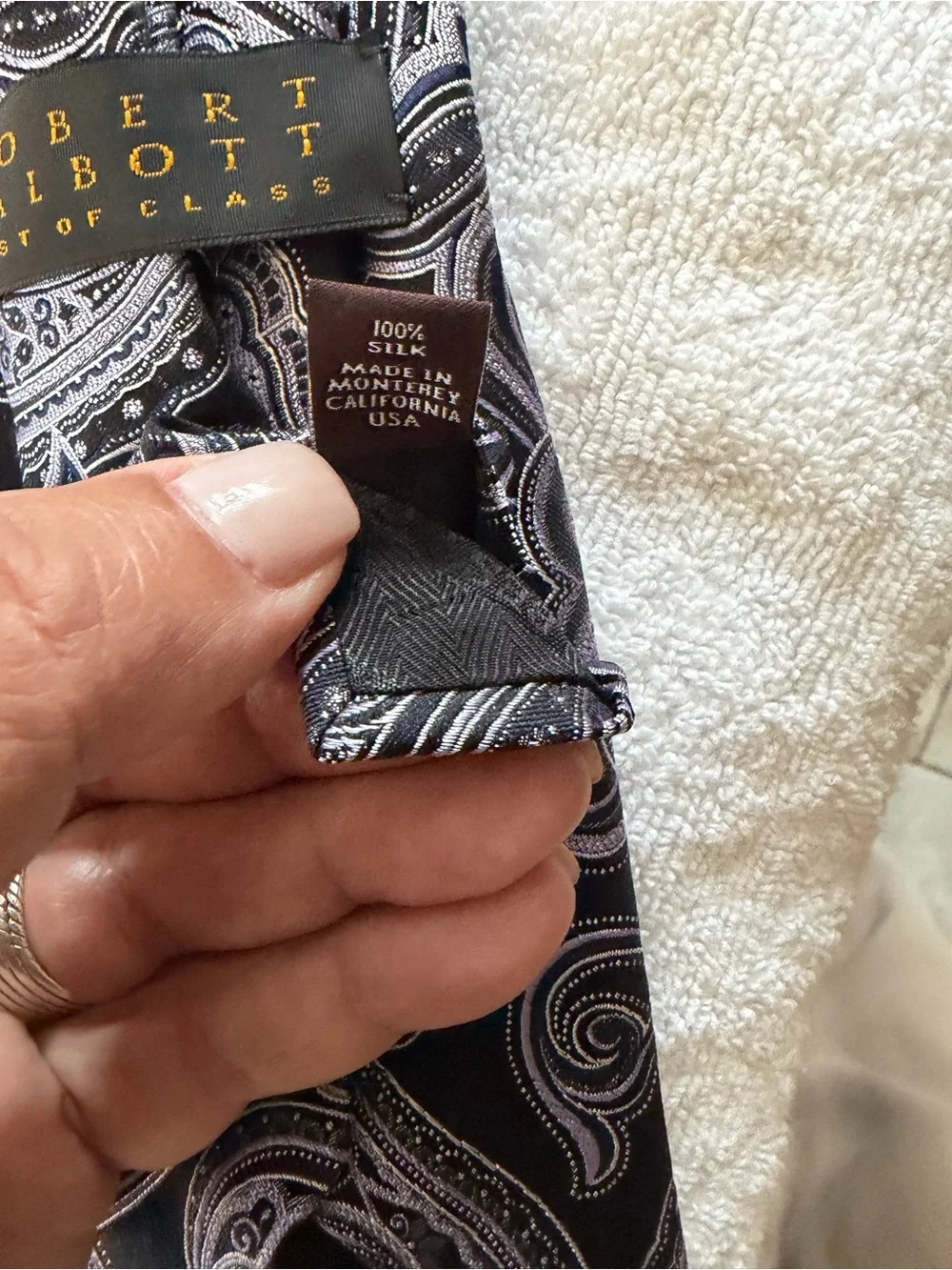 Robert Talbott Black and Lavender Paisley Silk Tie